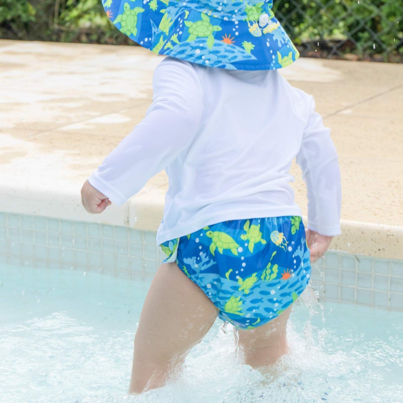 green sprouts Boys' Snap Reusable Absorbent Swimsuit Diaper, Royal Blue Turtle Journey, 24 M - Image 5